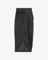 Isabel Marant Womens Anthracite Atrium Reilly Pinstripe Wool-blend Midi Skirt In Gray