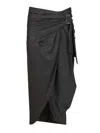 Isabel Marant Womens Anthracite Atrium Reilly Pinstripe Wool-blend Midi Skirt In Black