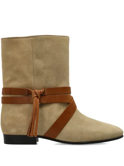Isabel Marant Rejen Suede Ankle Boot In Neutral