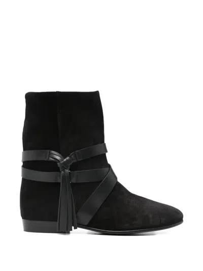 Isabel Marant Rejen Leather-trimmed Suede Ankle Boots In Black