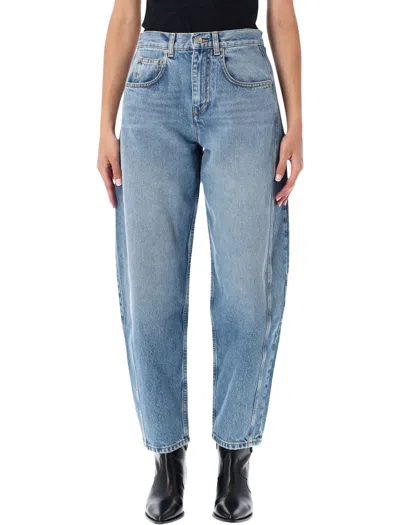 Isabel Marant Relaxed Barrel-leg Mid-rise Faded Cotton Jeans With Tonal Panel Detailing In Multi