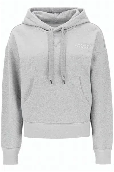 Isabel Marant Relaxed Fit Cropped Hoodie With Drawstring In Gray