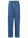 Isabel Marant Relaxed Fit Denim Pants With Cargo Pockets In Blue