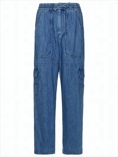ISABEL MARANT RELAXED FIT DENIM PANTS WITH CARGO POCKETS