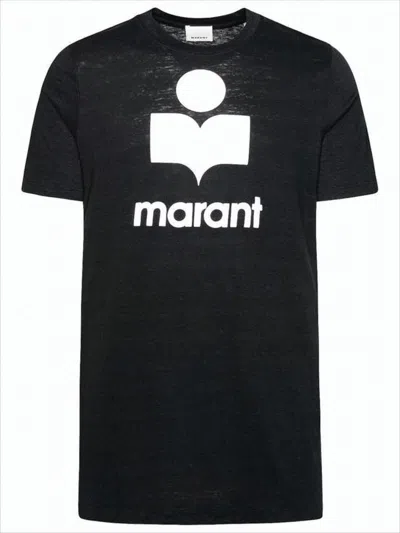 Isabel Marant Relaxed-fit Graphic Linen T-shirt In Black