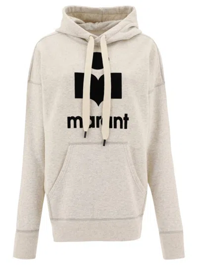 Isabel Marant Relaxed Fit Hoodie With Bold Graphic Logo In White