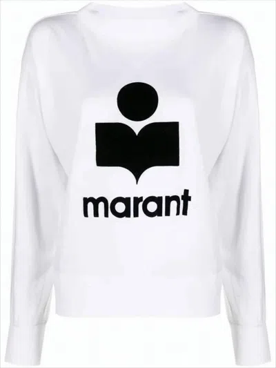 ISABEL MARANT RELAXED FIT LONG-SLEEVE LINEN TOP WITH GRAPHIC LOGO