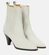 Isabel Marant Ankle Boots Reliane Aus Veloursleder In White