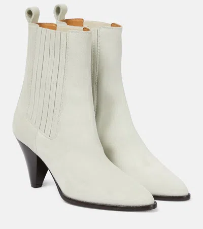 Isabel Marant Ankle Boots Reliane Aus Veloursleder In White