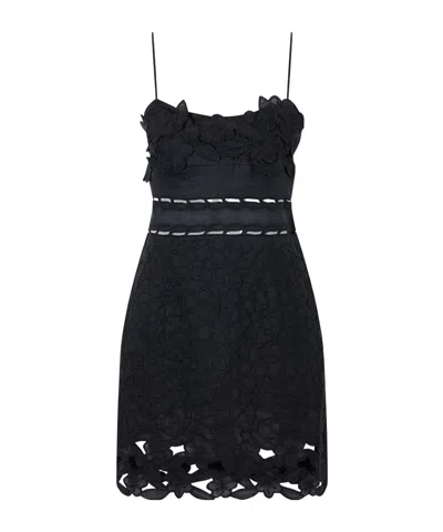 Isabel Marant Reola Embroidered Ramie Mini Dress In Black