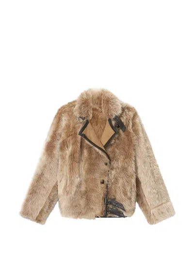 Isabel Marant Reversible Shearling Coat In Neutral