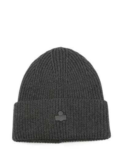 Isabel Marant Ribbed Beanie Hat In Gray
