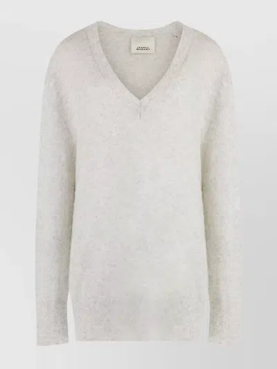 Isabel Marant Ribbed Cashmere Silk Alpaca Wool Jumper In White