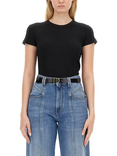 Isabel Marant Ribbed Cotton T-shirt In Black