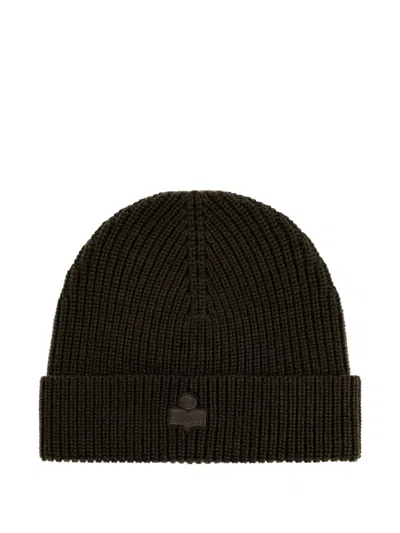 Isabel Marant Wool Hat With Logo Patch In Green