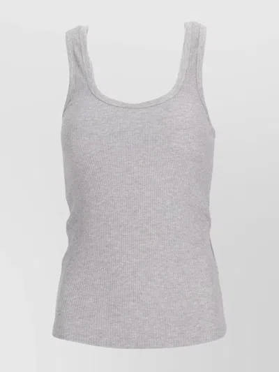 Isabel Marant Ribbed Sleeveless Racerback Scoop Neck Top In Gray