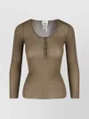 Isabel Marant Ribbed Texture Scoop Neck Long Sleeves