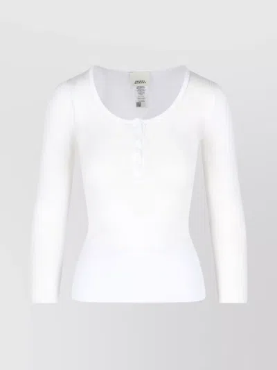 Isabel Marant Ribbed Texture Scoop Neck Long Sleeves In White