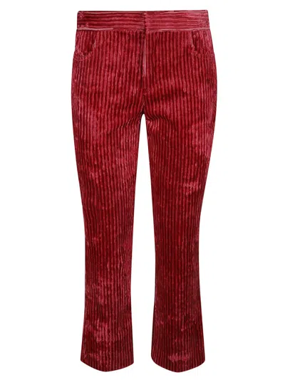 Isabel Marant Ribbed Textured Trousers With Fitted Silhouette In Red