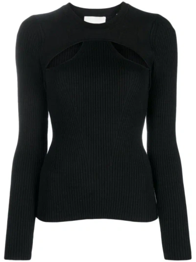 Isabel Marant Cut-out Ribbed Top In Black