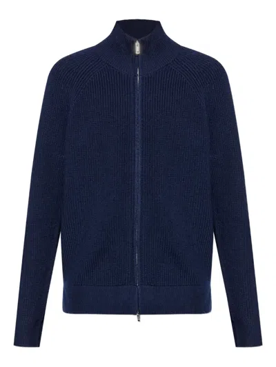 Isabel Marant Ribbed Zip-up Cardigan In Blue