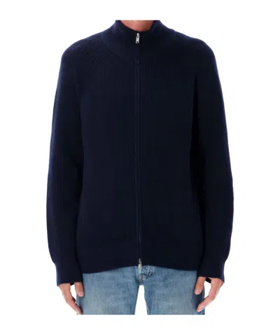 Isabel Marant Ribbed Zip-up Cardigan In Blue