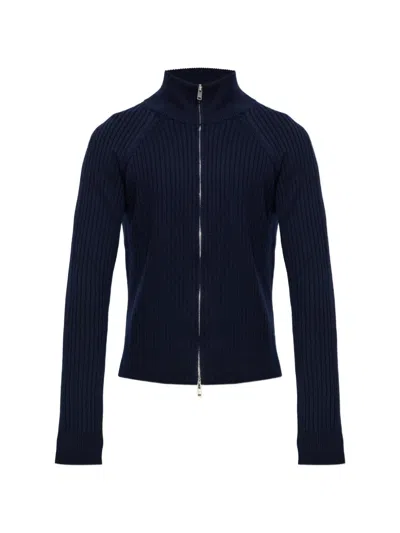 Isabel Marant Ribbed-knit Zip-up Cardigan In Blue