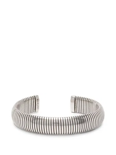 Isabel Marant Rigid Bracelet With Ribbed Details In Metallic