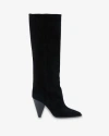 Isabel Marant 90mm Lomero Tall Suede Boots In Black