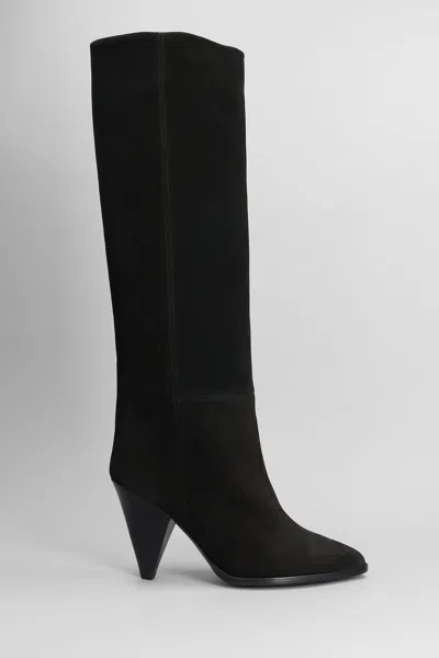 Isabel Marant 90mm Lomero Tall Suede Boots In Black
