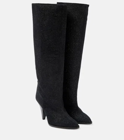 Isabel Marant Riria Suede Knee-high Boots In Black