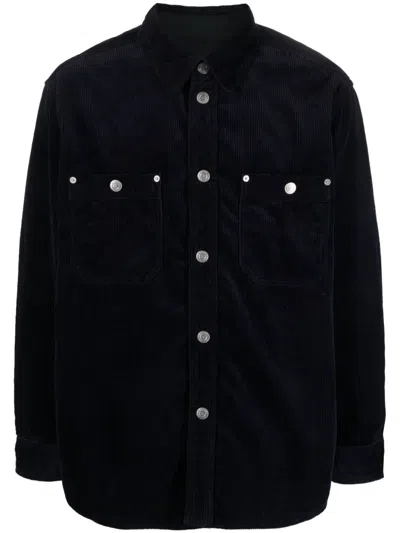 Isabel Marant Corduroy Cotton Silk-blend Shirt In 蓝色