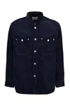 Isabel Marant Wool Corduroy Overshirt With Velvet Pockets In Blue