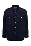 Isabel Marant Wool Corduroy Overshirt With Velvet Pockets In Blue