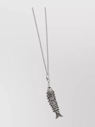 Isabel Marant River Fish Pendant Chain Necklace In Gray