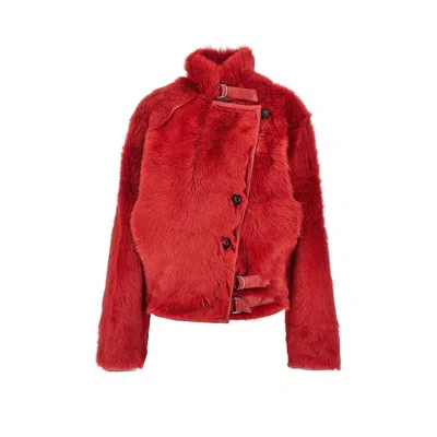 Isabel Marant 'roama' Lamb Fur Jacket In Red