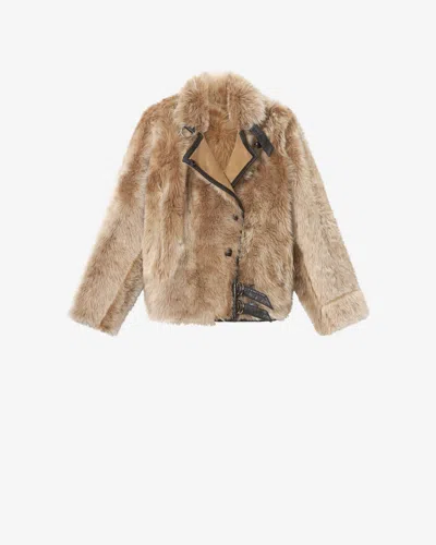Isabel Marant Roama Shearling Coat In Ecru