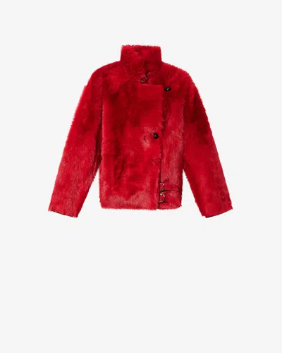 Isabel Marant Roama Shearling Coat In Red