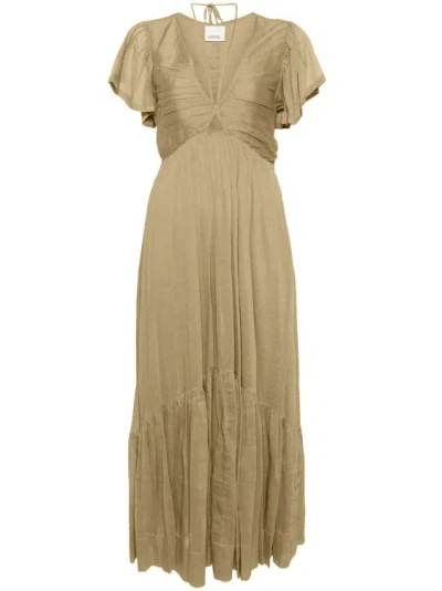 Isabel Marant Agathe Crepe Maxi Dress In Green