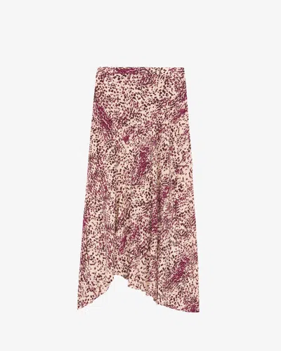 Isabel Marant Fuchsia Printed Sakura Nude Skirt In Purple-ecru
