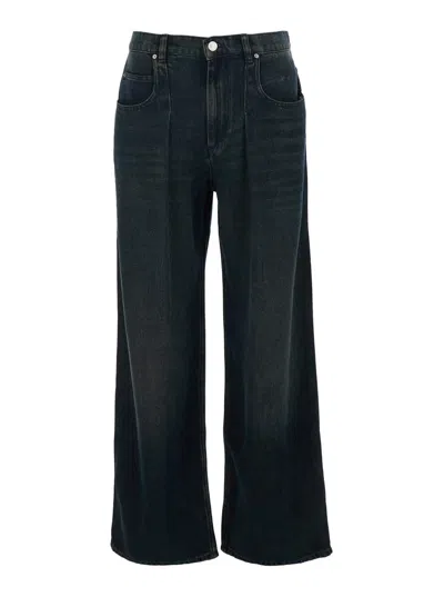 Isabel Marant Distressed Denim Trousers With Wide-leg Design In Black