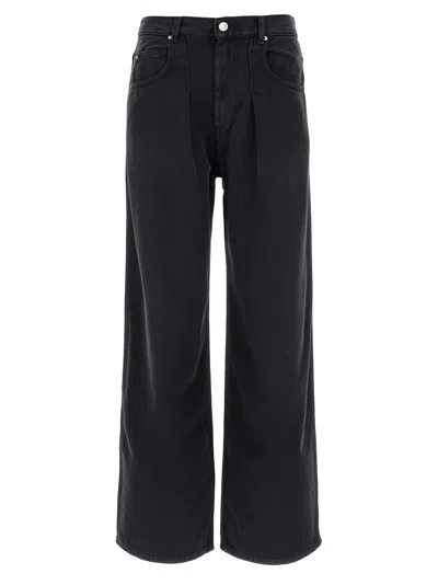 Isabel Marant Distressed Denim Trousers With Wide-leg Design In Black