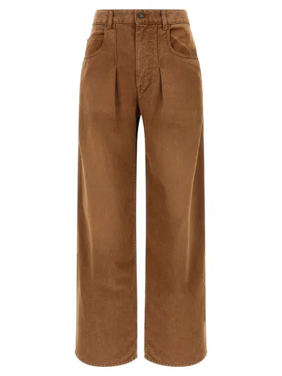 Isabel Marant High Waist Trousers Wide Legs In Brown