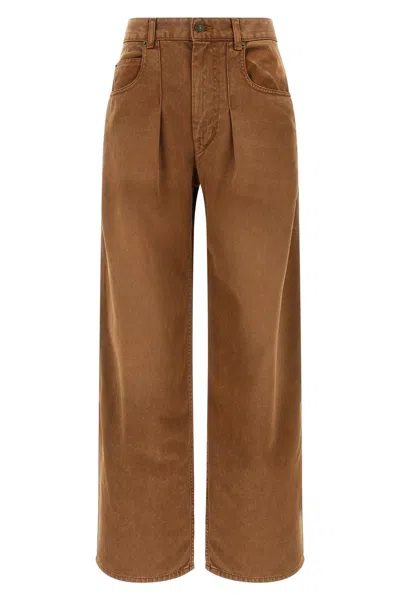 Isabel Marant High Waist Trousers Wide Legs In Brown