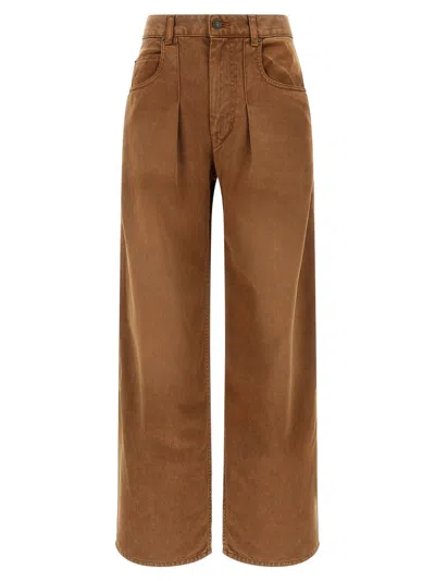 Isabel Marant High Waist Trousers Wide Legs In Brown