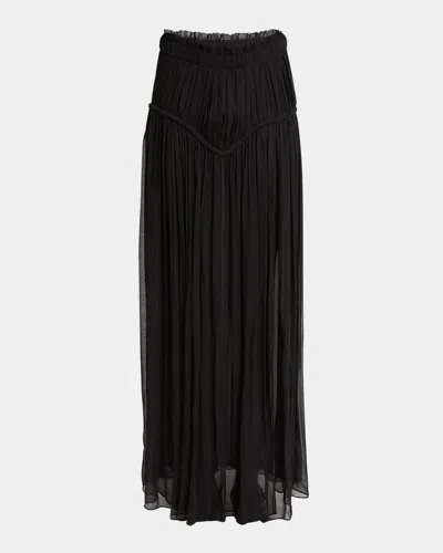 Isabel Marant Rolande Maxi Chiffon Silk Skirt In Black