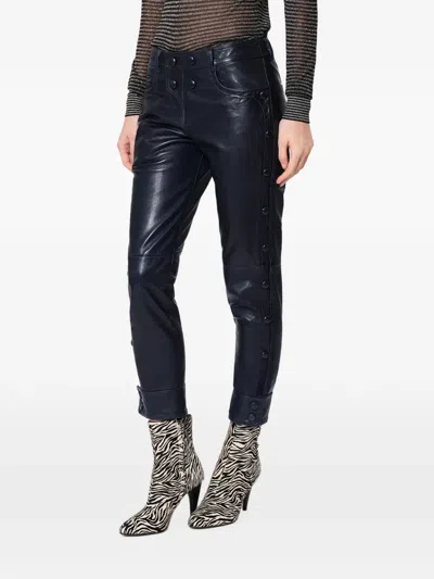Isabel Marant Rolinda Button-detail Leather Trousers In Multi