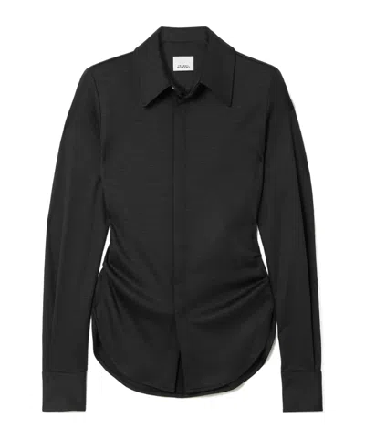 Isabel Marant Romea Ruched Wool-jersey Shirt In Black