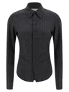 Isabel Marant Tailored Pinstripe Long Sleeve Shirt In Gray