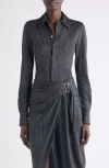 Isabel Marant Romeo Pinstripe Virgin Wool Blend Button-up Shirt In Black